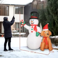 Outsunny 6FT Christmas Inflatables Snowman & Dog with Built-in LED Lights and Flashing Light, Blow Up Christmas Inflatable Decoration for Indoor Outdoor Decor, Garden(m-3)
