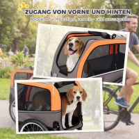 PawHut Hondenaanhanger Opvouwbare Fietskar met Veiligheidsreflectoren voor Kleine en Middelgrote Honden tot 20 kg Oranje(m-7)