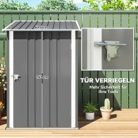 Outsunny Stalen Tuinhuisje 100x103x160 cm, Waterdichte Tuinschuurtje met Lessenaarsdak voor Balkon en Terras, Grijs(m-5)