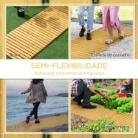 Outsunny Estrado de Jardim em Madeira 185x60 cm Estrado Enrolável para Exteriores Resistente à Intempérie Madeira(m-4)