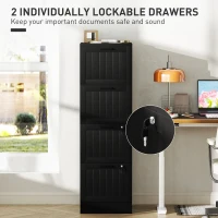 HOMCOM 4 Drawer Filing Cabinet with Lock, Office Storage Cabinet with Adjustable Hanging Bars for A4 Letter Size Files, Black(m-6)