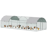PawHut Walk In Chicken Run Galvanised Chicken Coop Hen Poultry House Cage Pet Playpen Garden with Water-Resist Covers(m-11)