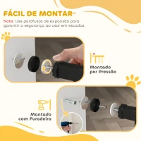PawHut Barreira de Segurança para Cães com Largura Ajustável 74-100 cm e Extensões para Escadas e Portas Preto(m-7)