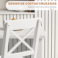HOMCOM Conjunto de 2 Bancos Altos de Cozinha Bancos de Bar de Madeira com Apoio para os Pés e Encosto Cruzado Carga Máxima 120 kg Branco(m-5)