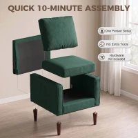 HOMCOM Accent Chair, Removable Pillow Linen Armchair with Comfy Spring Cushion for Living Room, Bedroom, Study, Dark Green(m-8)
