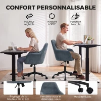 HOMCOM Chaise Bureau Ergonomique, Fauteuil de Bureau en Chenille avec Hauteur Réglable, Fonction Bascule, Bleu(m-5)