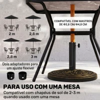Outsunny Base Chapéu de Sol de Jardim Suporte para Chapéu de Sol Redondo para Mastros de 38mm/48mm Resina e Aço para Terraço Pátio Exterior Ø45x33cm Bronze(m-4)