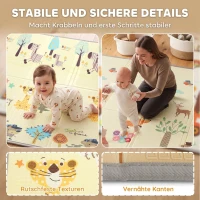 AIYAPLAY Krabbelmatte Faltbar Beidseitig Spielmatte Baby mit Waldtieren- & Naturmotiv 200 x 180 cm für Kinder 0-3 Jahre(m-7)