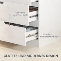 HOMCOM Modern Dressoir met 4 Laden, Kledingkast, Kiepbeveiliging en Voetjes, Wit(m-5)