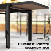 Outsunny Weerbestendige Uitschuifbare Aluminium Tuintafel 80/160x80 cm voor 6 Personen in Natuurhout Look(m-5)