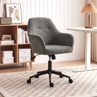 HOMCOM Cadeira de Escritório em Chenille com Rodas, Função Basculante, Altura Ajustável e Acolchoamento Espesso, Cinzenta(m-2)