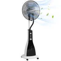 HOMCOM 2-in-1 Ventilator met Bevochtiger, 3 Snelheden, Timerfunctie, 3 L Tank, 44,5 x 38,5 x 120cm, Zwart(m-11)