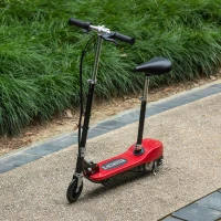 HOMCOM Trottinette Électrique 120 W Pliable pour Enfants de 7 à 12 Ans Hauteur de Guidon et Selle Réglable 10 Km/h Max. 2 Roues en PU Rouge(m-10)