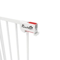 PawHut Barrière pour chien en acier à 3 panneaux pliante double verrouillage et porte intégrée pour porte et escalier blanc(m-10)