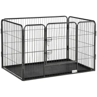 PawHut Box per Cani in Metallo con Porta e Vassoio sul Fondo, 109x74x71cm, Grigio(m-1)