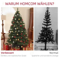 HOMCOM Kunstkerstboom 180 cm met 1050 takken Kerstdecoratie en metalen standaard, voor binnen, groen(m-5)