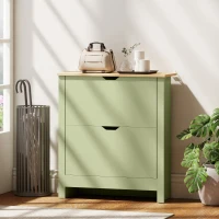HOMCOM Slim Shoe Cabinet, Narrow Shoe Cupboard with 2 Flip Drawers, Adjustable Shelves for 12 Pairs of Shoes, Green(m-10)