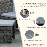 Outsunny 5 stuks Polyrattan tuinmeubelen rotan dining set tuinset grijs(m-5)