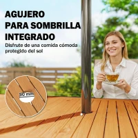 Outsunny Mesa de Jardín Extensible 100/150x70 cm de Madera y Metal con Agujero para Sombrilla para 4-6 Personas Teca(m-6)