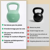 SPORTNOW Kettlebell 8 kg, avec poignée antidérapante, pour fitness musculation cardio, 19 x 19 x 28 cm, vert(m-7)