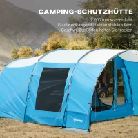 Outsunny Campingtent voor 5 personen, 2 kamers, verwijderbaar tussenschot, weerbestendig, incl. transporttas, blauw+zwart(m-5)