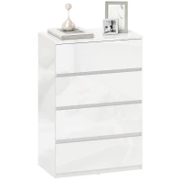 HOMCOM High Gloss Chest of Drawers, 4-Drawer Storage Cabinets, Modern Dresser for Bedroom, White(m-11)
