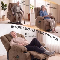 HOMCOM Dual Motor Recliner Chair, 55° Electric Lift Chair for Elderly, Recliner Armchair with Massage and Heat, Brown(m-4)