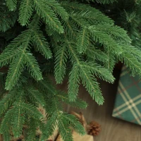 HOMCOM 180 cm Artificial Christmas Tree Full Hinged Xmas Tree Solid Pine Wood Stand, Green(m-13)