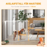 PawHut Puppy Playpen, modulair ontwerp, inklapbaar, stalen frame, voor binnengebruik, wit, 90 x 123 x 102cm(m-7)