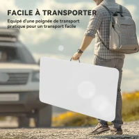Outsunny Ensemble table pliante et bancs de pique-nique 113 cm avec poignées de transport, table et banc pliable gris clair blanc(m-6)