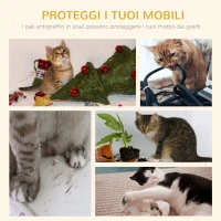PawHut Albero Tiragraffi per Gatti Adulti su più Livelli, Castello per Gatti con Cuccia, Posatoio e 2 Ripiani, Bianco e Grigio, 48x35x100cm(m-5)