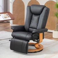 HOMCOM Relaxstoel met Ligfunctie, Draaibaar, tot 150 kg, Kunstlederbekleding, Stalen Frame, Zwart(m-2)