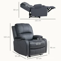 HOMCOM Microfibre Manual Reclining Armchair, with Footrest - Black(m-3)