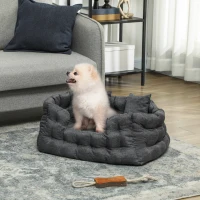 PawHut Cama para Mascotas con 2 Almohadas Colchón para Perros Antideslizante con Funda Extraíble y Lavable 70x50x30 cm Gris(m-10)