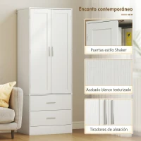 HOMCOM Alacena de Cocina con 2 Puertas, 8 Estantes en la Puerta 2 Cajones Estantes Ajustables 60x40x159 cm Blanco(m-6)