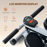 HOMCOM roeitrainer roeiapparaat fitness roeien hometrainer, met LCD display, staal + PVC, grijs, 130 x 67,5 x 67 cm(m-5)