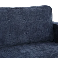 HOMCOM 3 Seater Sofa Button Tufted Upholstered Couch with Wood Legs for Living Room, Dark Blue(m-11)