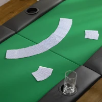 HOMCOM 8 Player Folding Poker Table, Oval Portable Blackjack Casino Table with Cup Holder, Felt Top and Metal Base, 183 x 82 x 75cm, Green and Black(m-9)