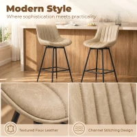HOMCOM Set of 2 PU Leather Swivel Bar Stools - Light Brown(m-4)