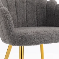 HOMCOM Lounge Chair Petal-Back Armchair Metal Metal Legs for Living Room Bedroom, Grey(m-11)