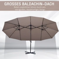 Outsunny parasol met zwengel dubbele parasol tuinparasol zonwering metaal bruin(m-4)
