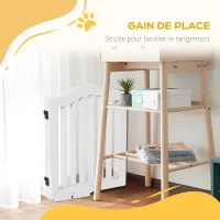 PawHut Lot de 2 barrières de sécurité barrière modulable pliable pour animaux de compagnie pied de support 154,5 x 61 cm blanc(m-5)