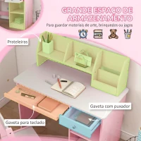 ZONEKIZ Secretária e Cadeira Infantil com Arrumação para Estudo, Leitura e Brincadeiras Rosa(m-4)