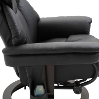 Homcom Relax massagestoel met voetenbank, ligfunctie, kunstleer, zwart(m-9)