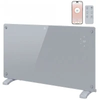 HOMCOM 1500W Smart Panel Heater Wall Mounted & Freestanding, Electric Heater with Weekly Timer, Open Window & Anti-Frost, Grey(m-13)