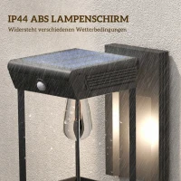 Outsunny Tuin-Zonlicht Buitenlamp Zonnelamp, weerbestendig, Bewegingssensor, 14 cm x 24 cm x 24 cm, Zwart(m-7)