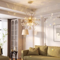 HOMCOM Crystal Chandeliers Ceiling Light with Flower, Modern Pendant Light with Adjustable Height, Ceiling Plate, Clear(m-7)