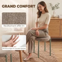 HOMCOM Lot de 4 Tabourets Empilables Ronds avec Assise Rembourrée, sans Dossier, Gain de Place, 45 x 45 x 47,5 cm, Marron Cair(m-5)