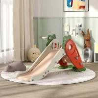 AIYAPLAY 3 in 1 Foldable Toddler Slide with Basketball Hoop, Climber, Carrot-themed, for 1-3 Years(m-2)