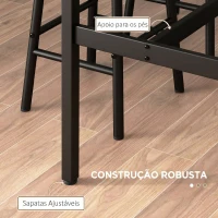 HOMCOM Conjunto de Mesa Alta de Cozinha com 2 Bancos, Estrutura em Aço, Estilo Industrial, para Sala de Jantar, Castanho Rústico(m-6)